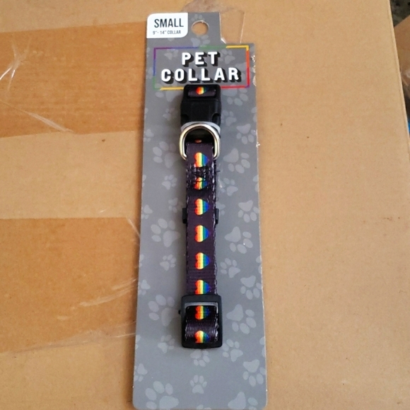 Millenium Black with Rainbow Hearts Adjustable Dog Collar Size S 9 to 14 inches - Picture 1 of 7